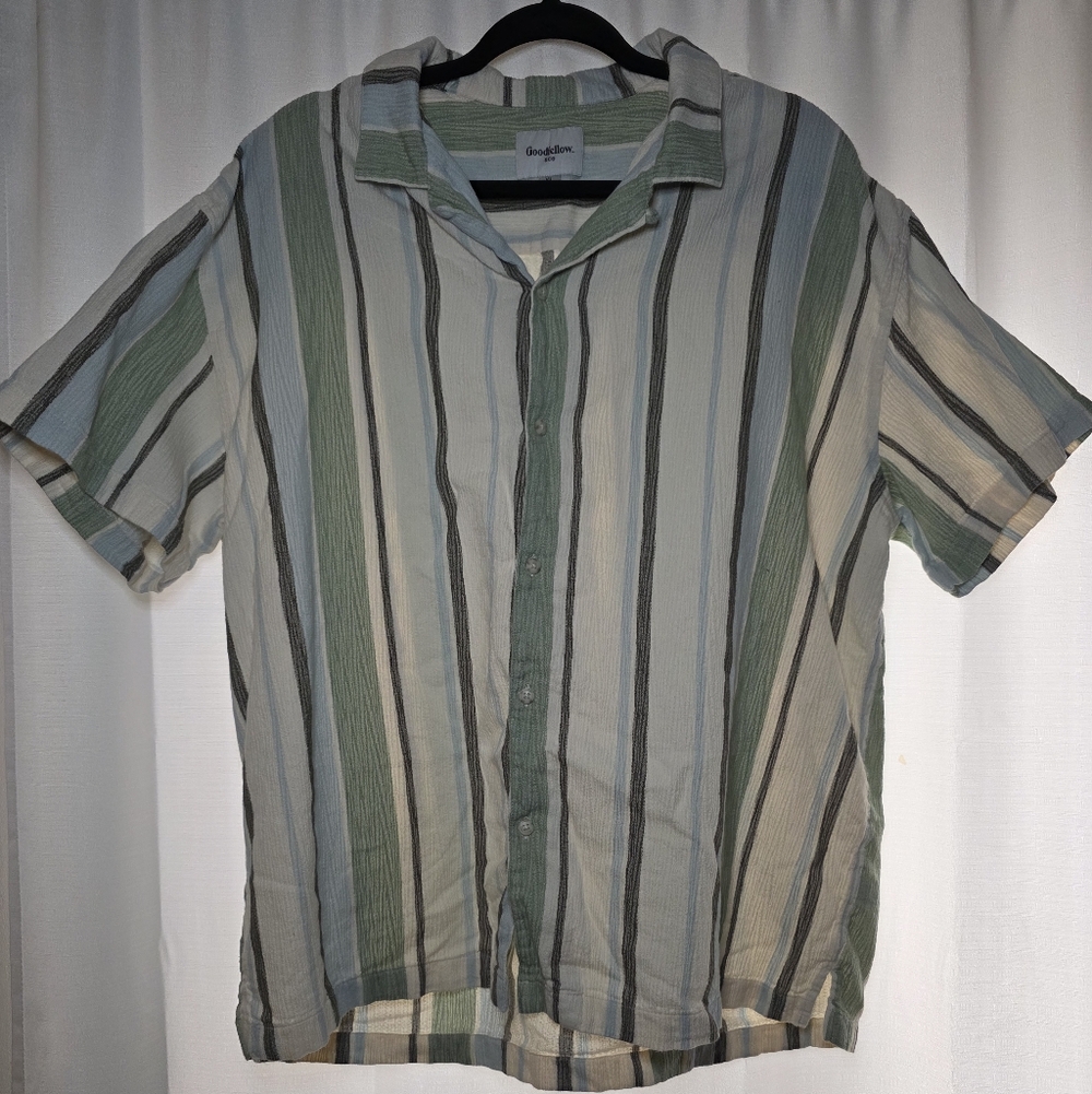 Goodfellow & Co Men’s Short Sleeve Stripe Button-Up Shirt